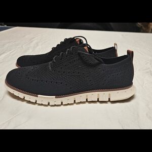 NWT- Cole Haan Black Knit Wingtip Oxfords with Cream Sole